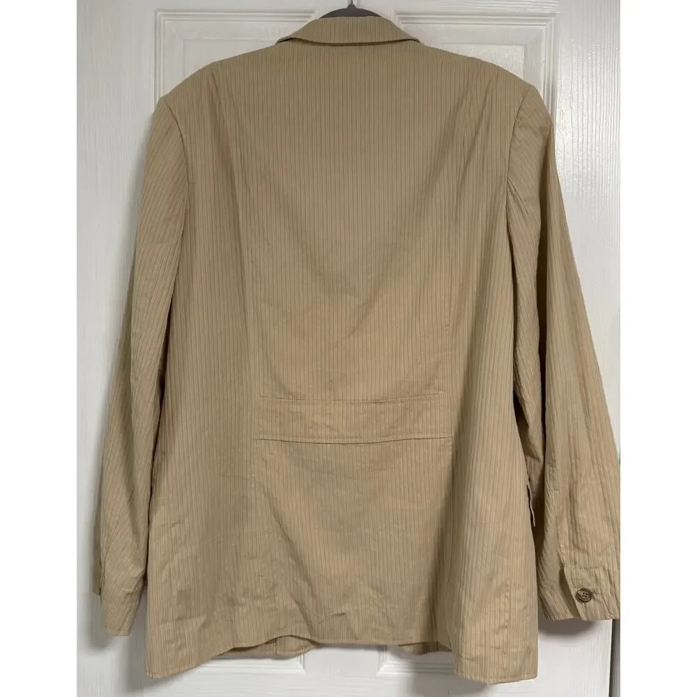 Claiborne Men's Tan Beige Cotton Two Buttons Sportscoat Blazer Jacket Size 44R